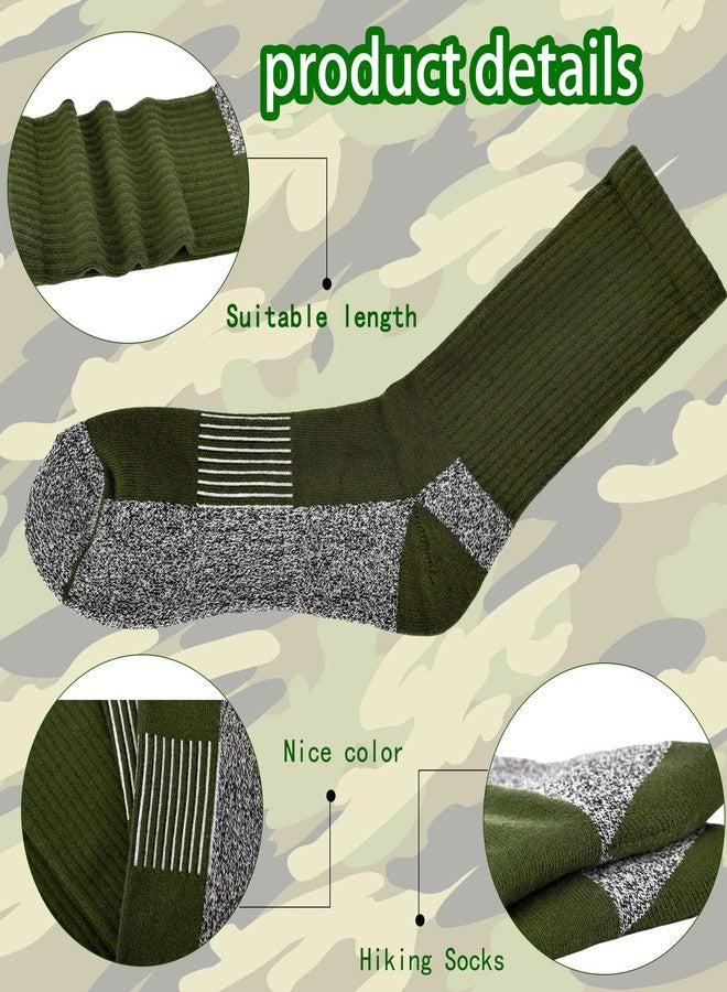 Skyebed 7 Pairs Men's Military Boot Socks - Army Green Thickened Warm Military Grade Crew Socks for Adult Working Outdoor Activities (US, Alpha, One Size, Regular, Regular, Green Thin - Style 2) - Image 3